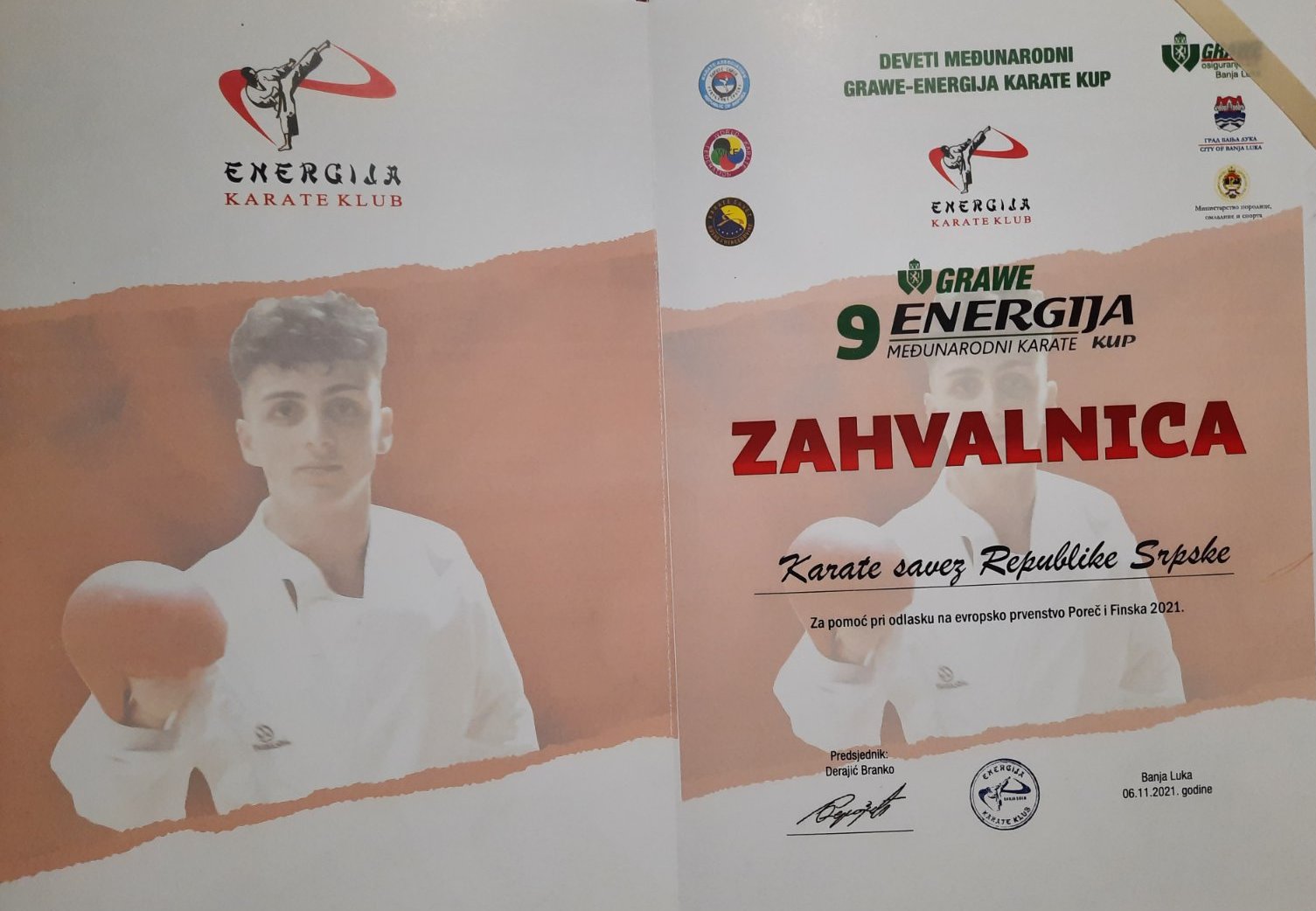 Priznanje za Regionalni karate savez “Krajina” i Karate savez Republike Srpske